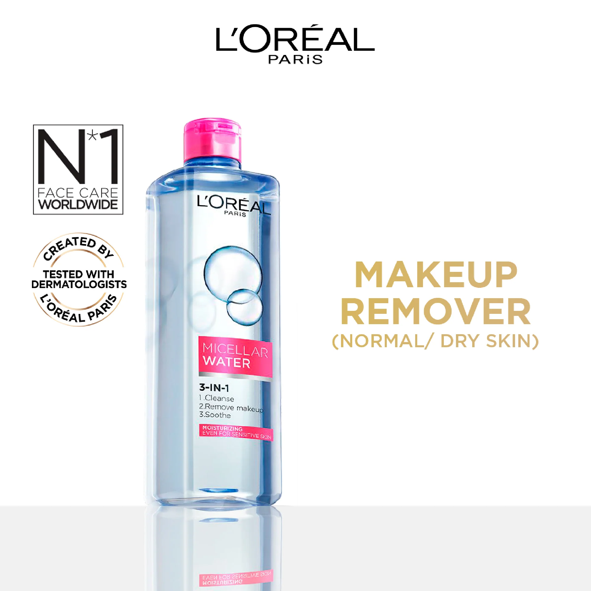 L'Oréal Paris Micellar Makeup Remover Infused With Rose Extract 400ml - Image 2