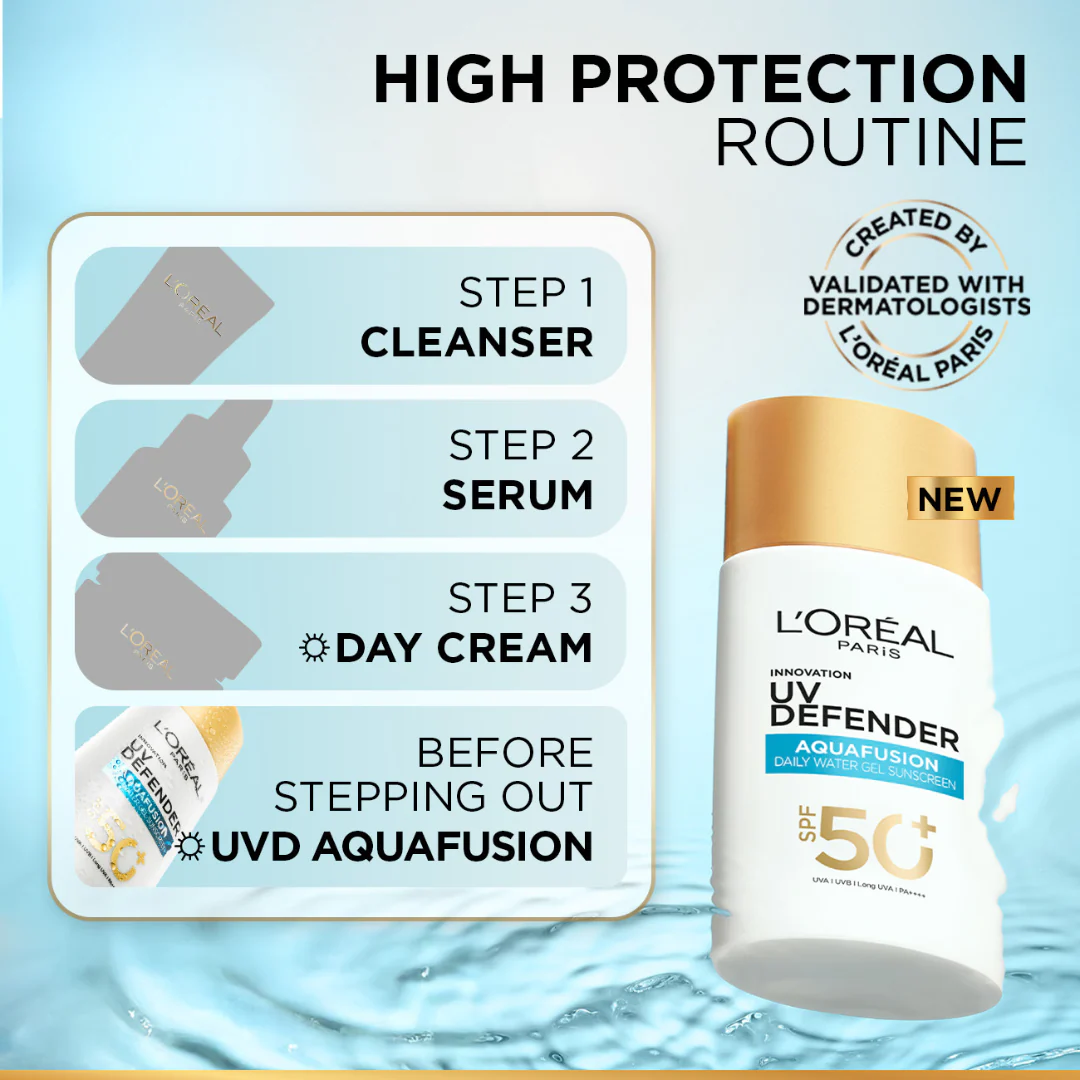 L'Oréal Paris UV Defender Aquafusion Daily Water Gel Sunscreen SPF50+ - Image 8