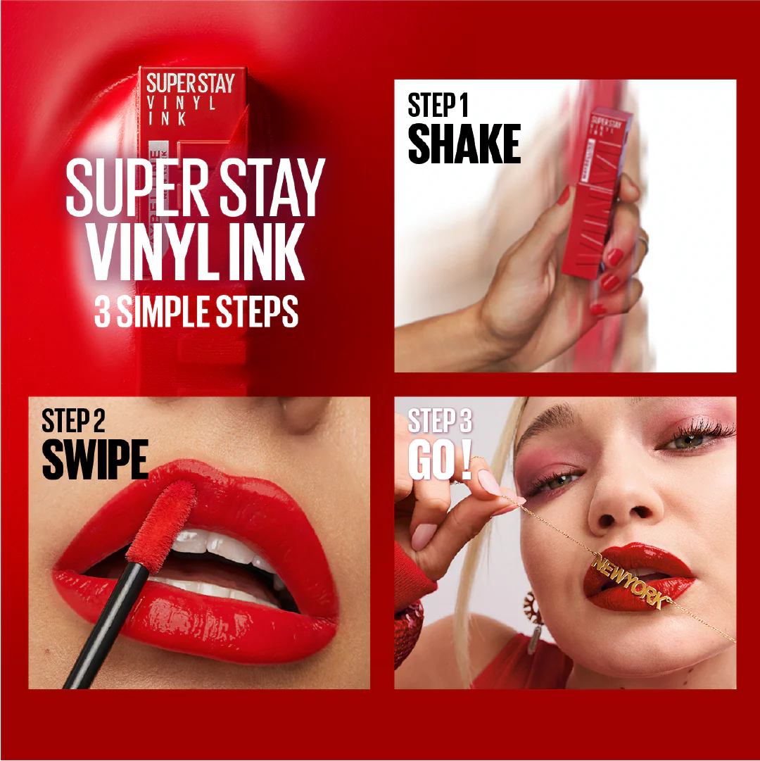 Maybelline New York Super Stay Vinyl Ink Long lasting 16 Hour Wear, No Budge, Instant Shine Lipstick - Image 8