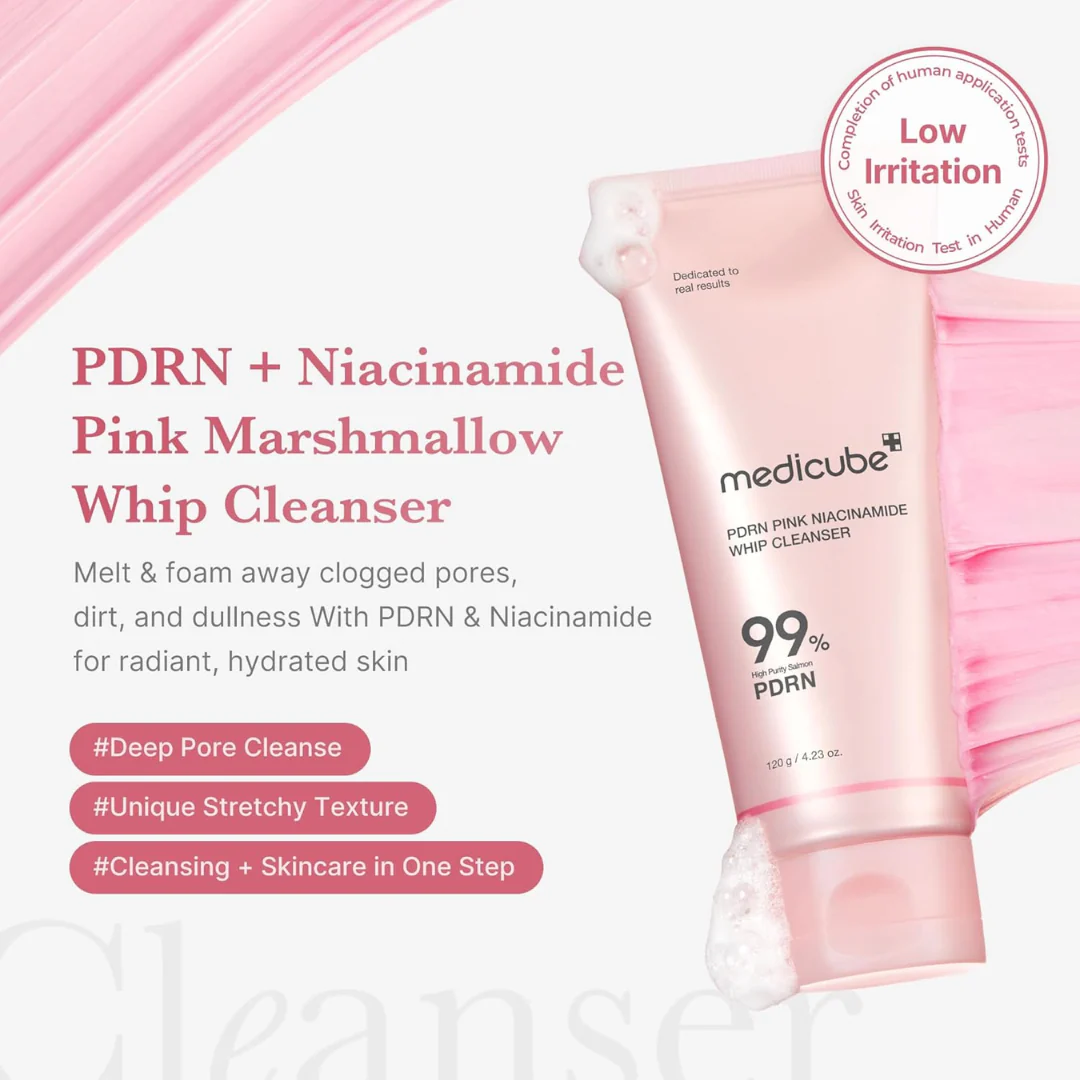 Medicube PDRN Pink Niacinamide Whip Cleanser 120g - Image 3