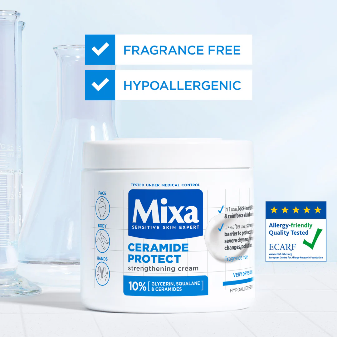 Mixa Ceramide Protect Face, Hands & Body Cream Jar For Dry, Very Dry and Sensitive Skin - Image 4