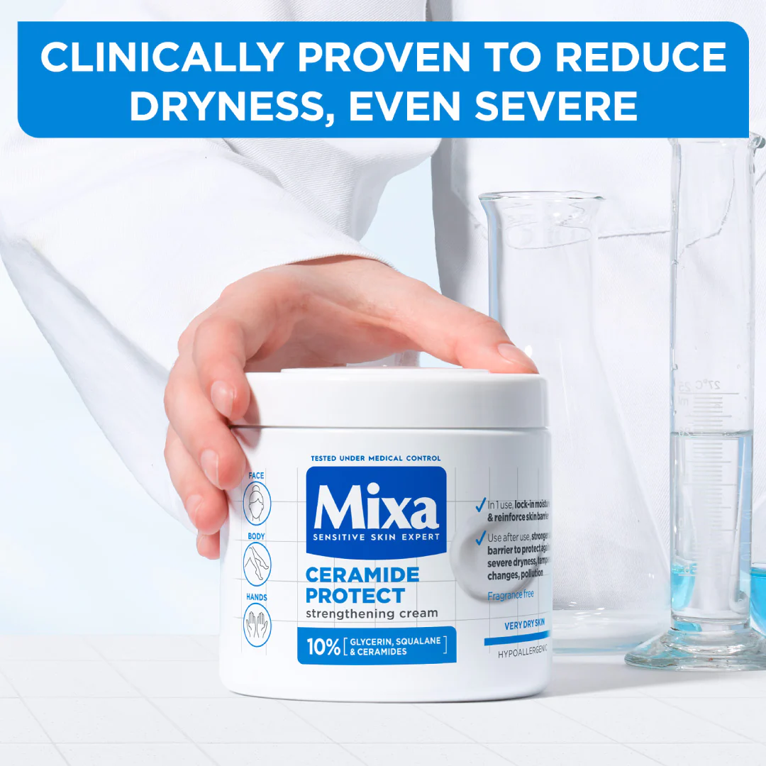 Mixa Ceramide Protect Face, Hands & Body Cream Jar For Dry, Very Dry and Sensitive Skin - Image 5
