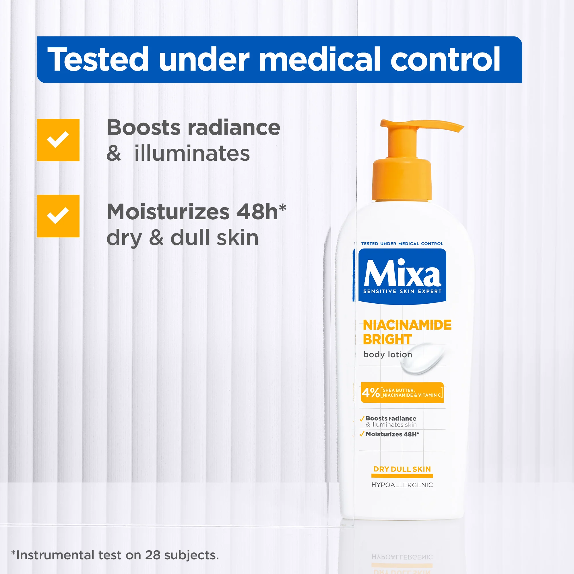 Mixa Niacinamide Bright Body Lotion For Dry & Dull Skin in Need of Unifying With Shea Butter, Niacinamide & Vitamin C - Image 4