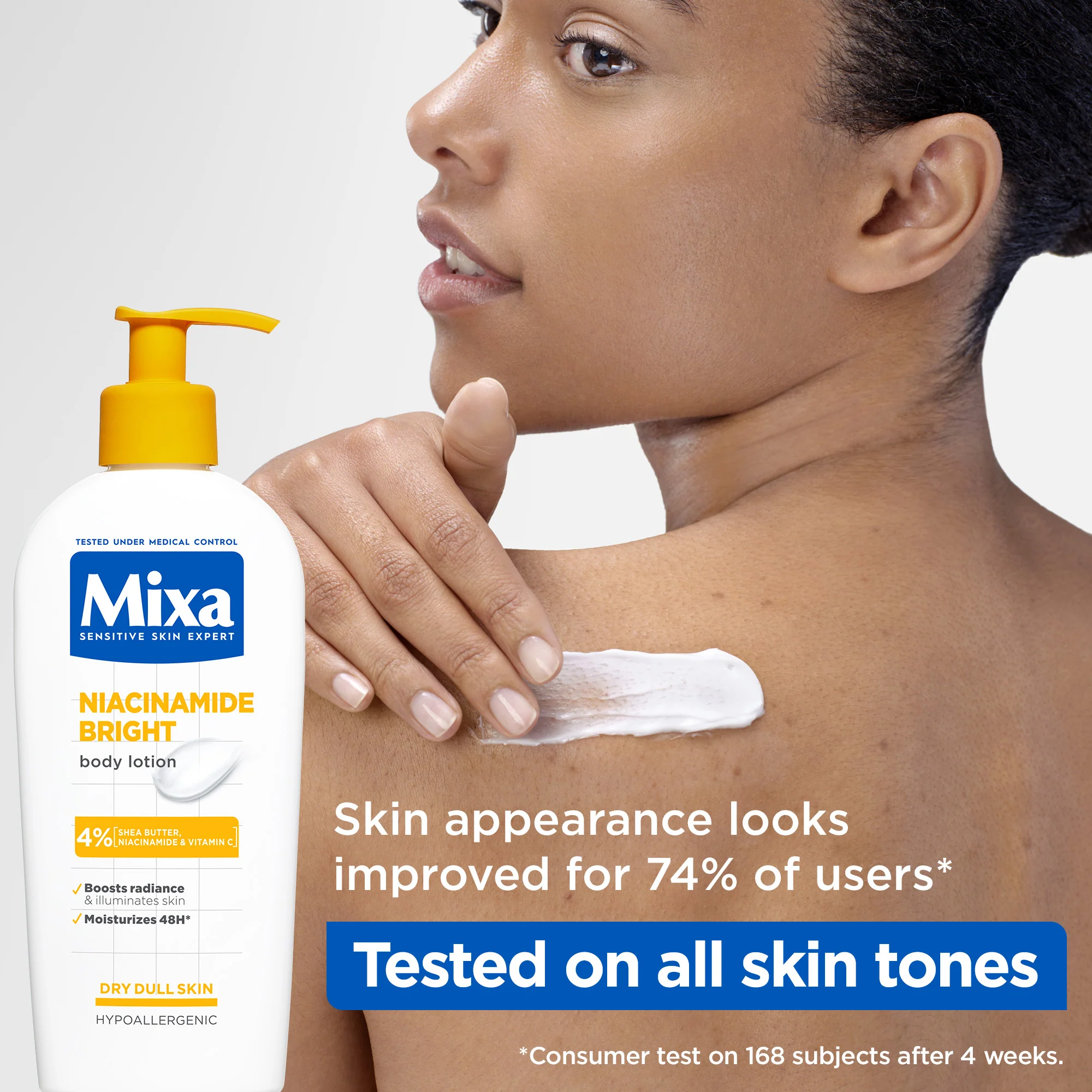 Mixa Niacinamide Bright Body Lotion For Dry & Dull Skin in Need of Unifying With Shea Butter, Niacinamide & Vitamin C - Image 5
