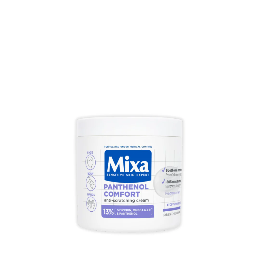 Mixa Panthenol Comfort Face, Hands & Body Anti-Scratching Cream Jar For Dry Skin, Atopy Prone Skin and Eczema