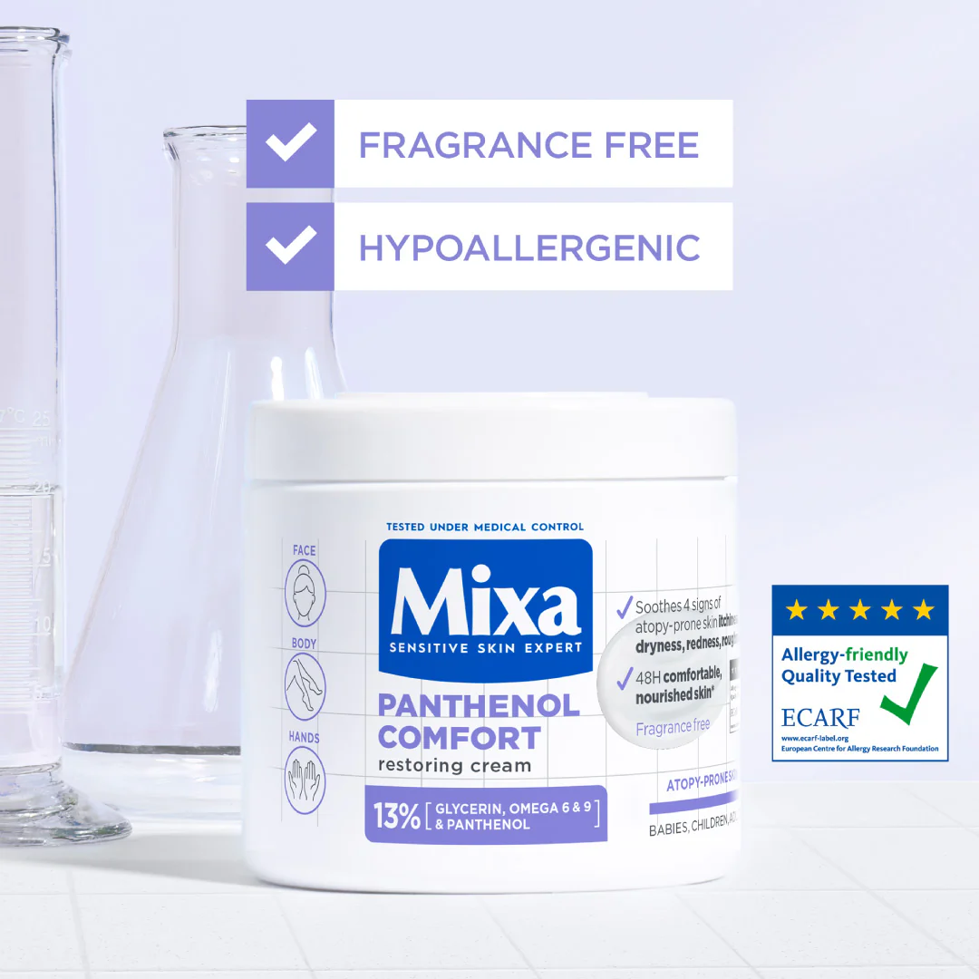 Mixa Panthenol Comfort Face, Hands & Body Anti-Scratching Cream Jar For Dry Skin, Atopy Prone Skin and Eczema - Image 4