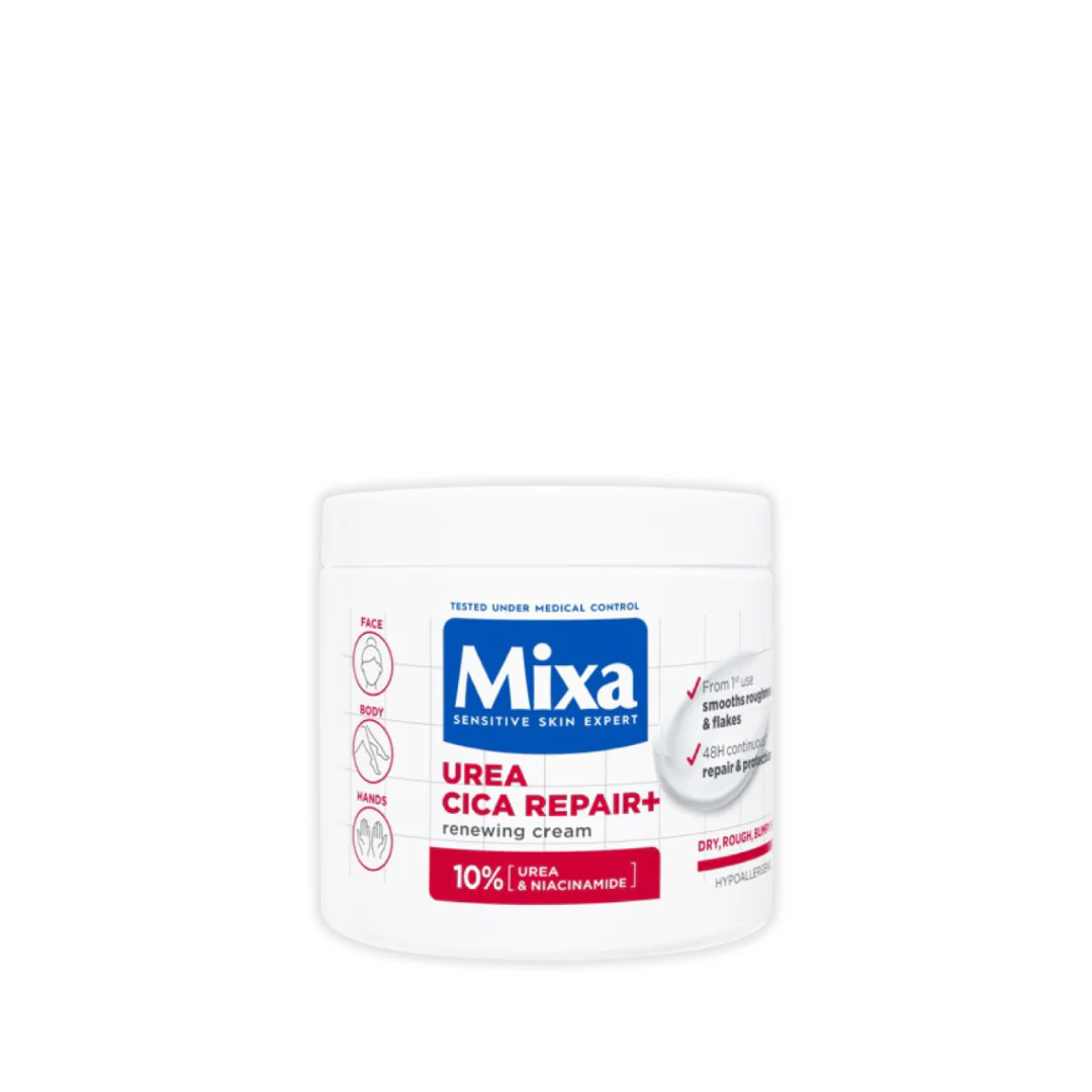Mixa Urea Cica Repair Face, Hands & Body Cream Jar For Keratosis Pilaris, Dry Rough Fragile Skin & Tiny Reddish Bumps