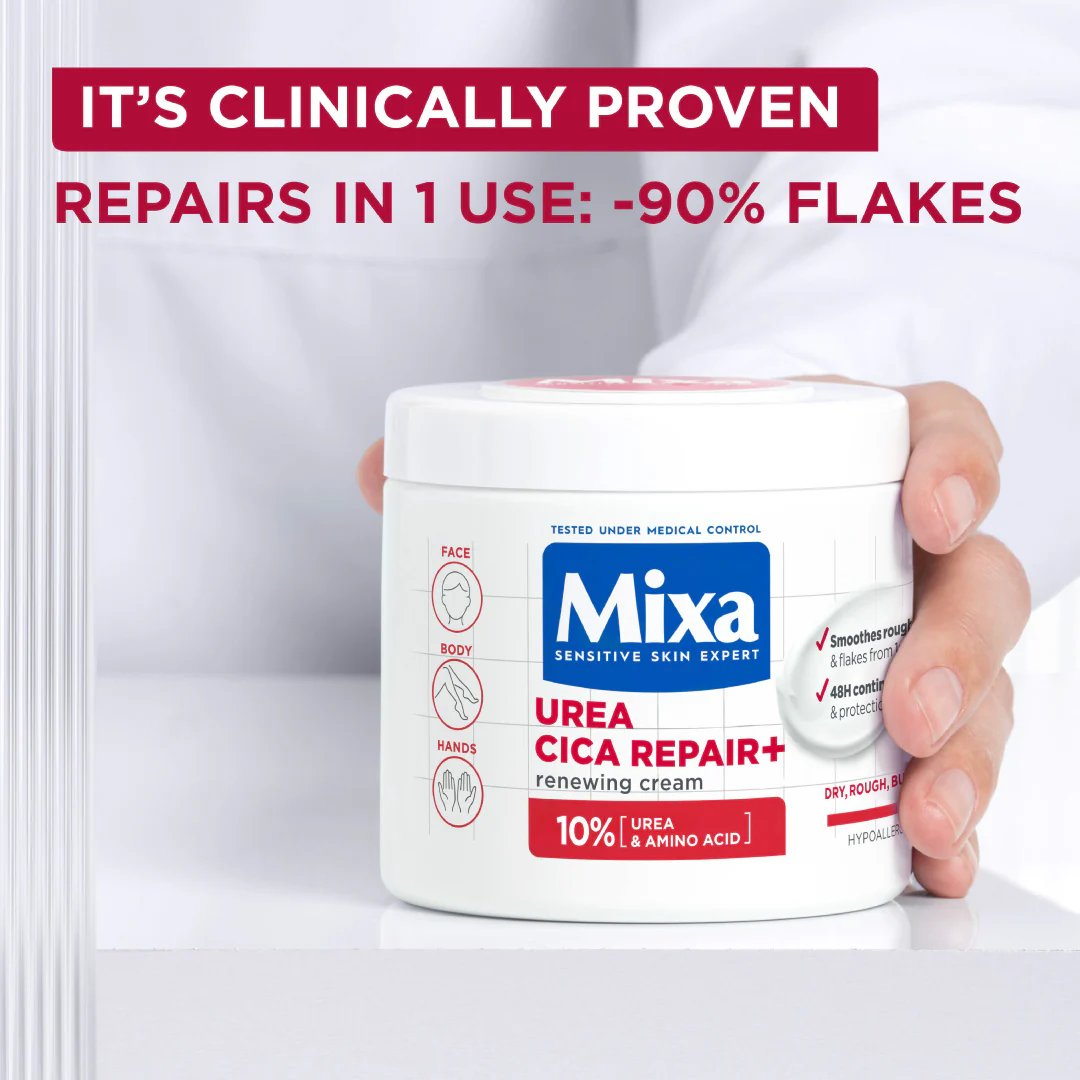 Mixa Urea Cica Repair Face, Hands & Body Cream Jar For Keratosis Pilaris, Dry Rough Fragile Skin & Tiny Reddish Bumps - Image 6