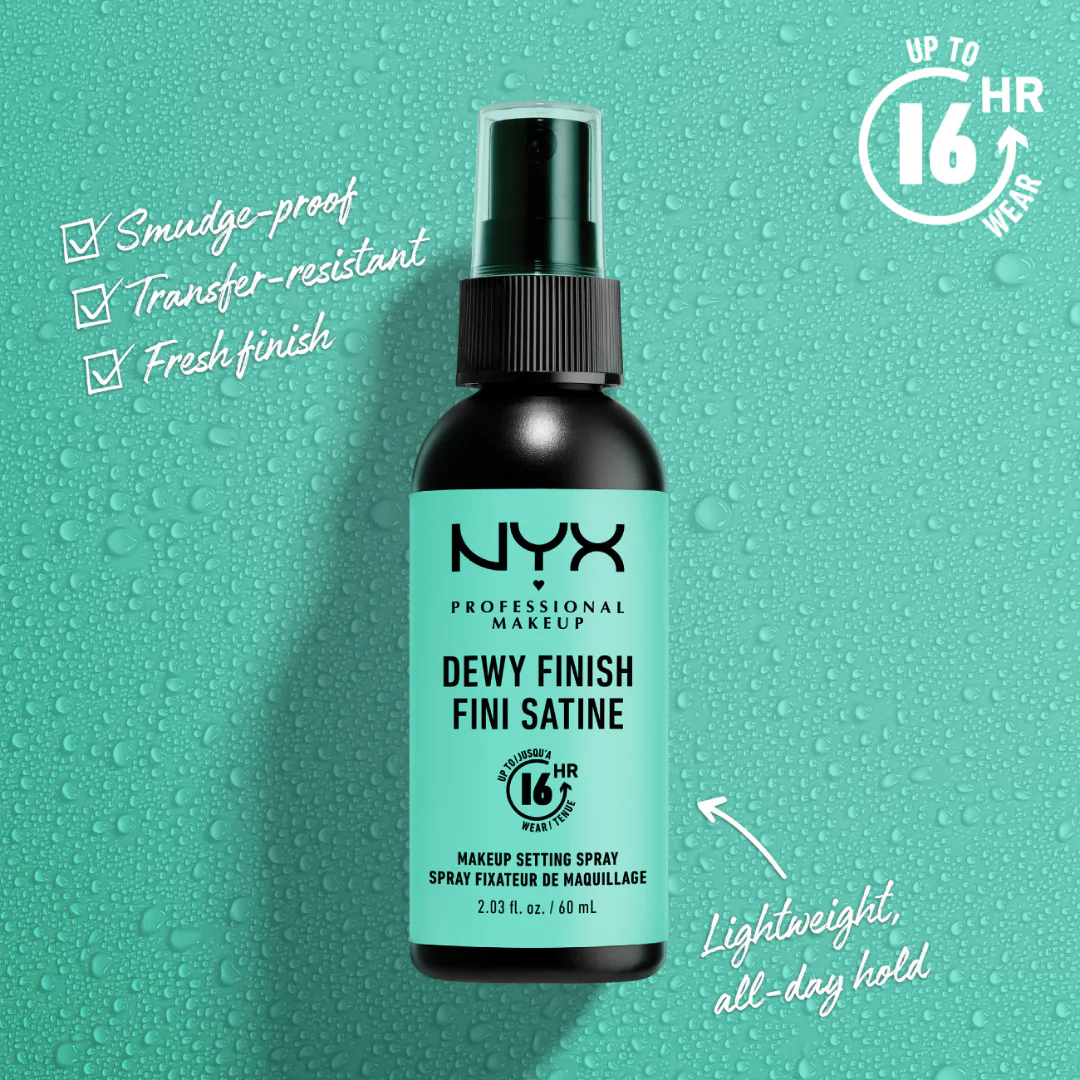 NYX Professional Makeup Dewy Finish, Lightweight and Extends Makeup Wear Up to 16 hours, Makeup Long Lasting Setting Spray - 02, Dewy Finish 60ml - Image 6