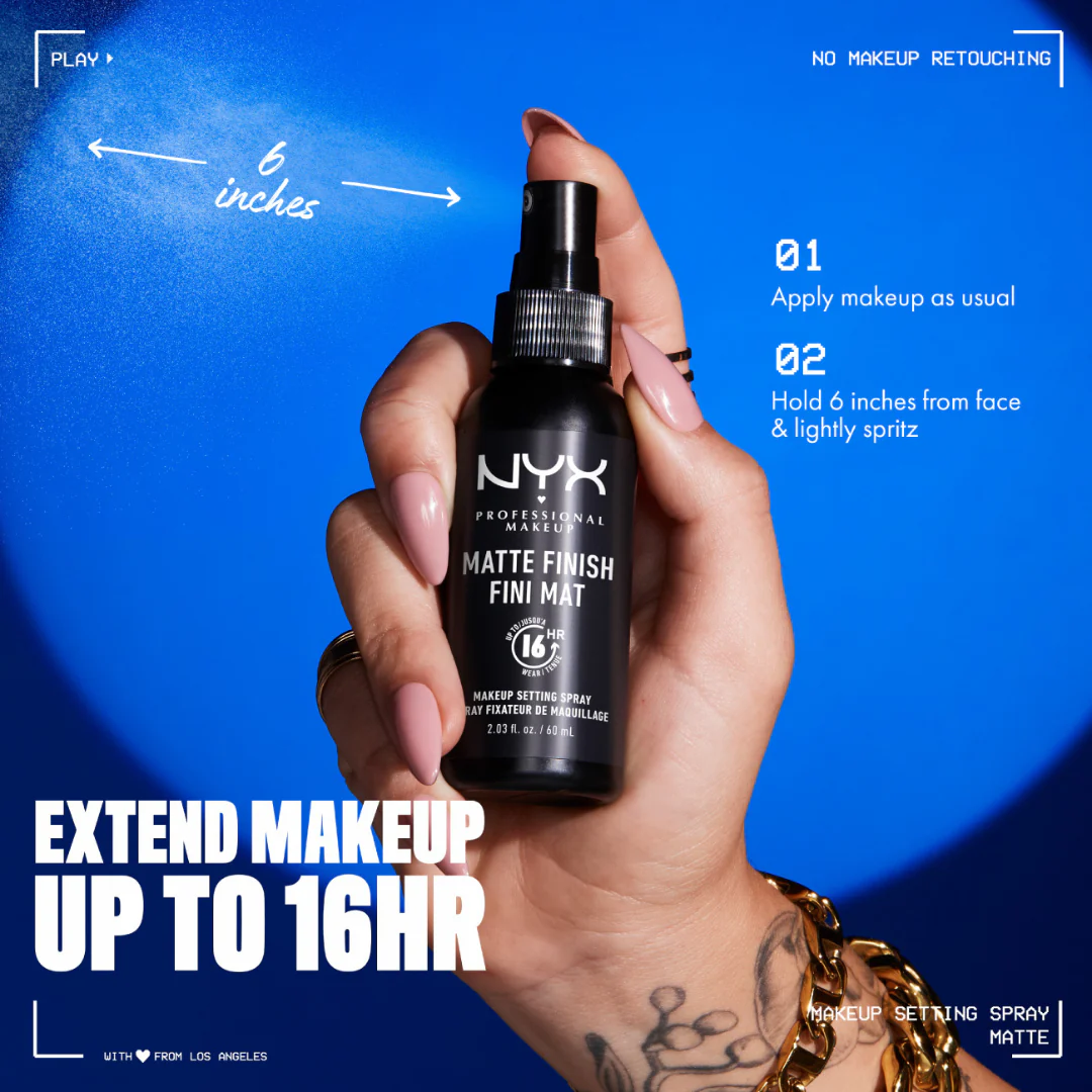 NYX Professional Makeup Setting Spray - Matte Finish, Lightweight, Long-Lasting, Extends Makeup Wear Up to 16 hours, Vegan and Cruelty Free Formula, 60ml - Image 9