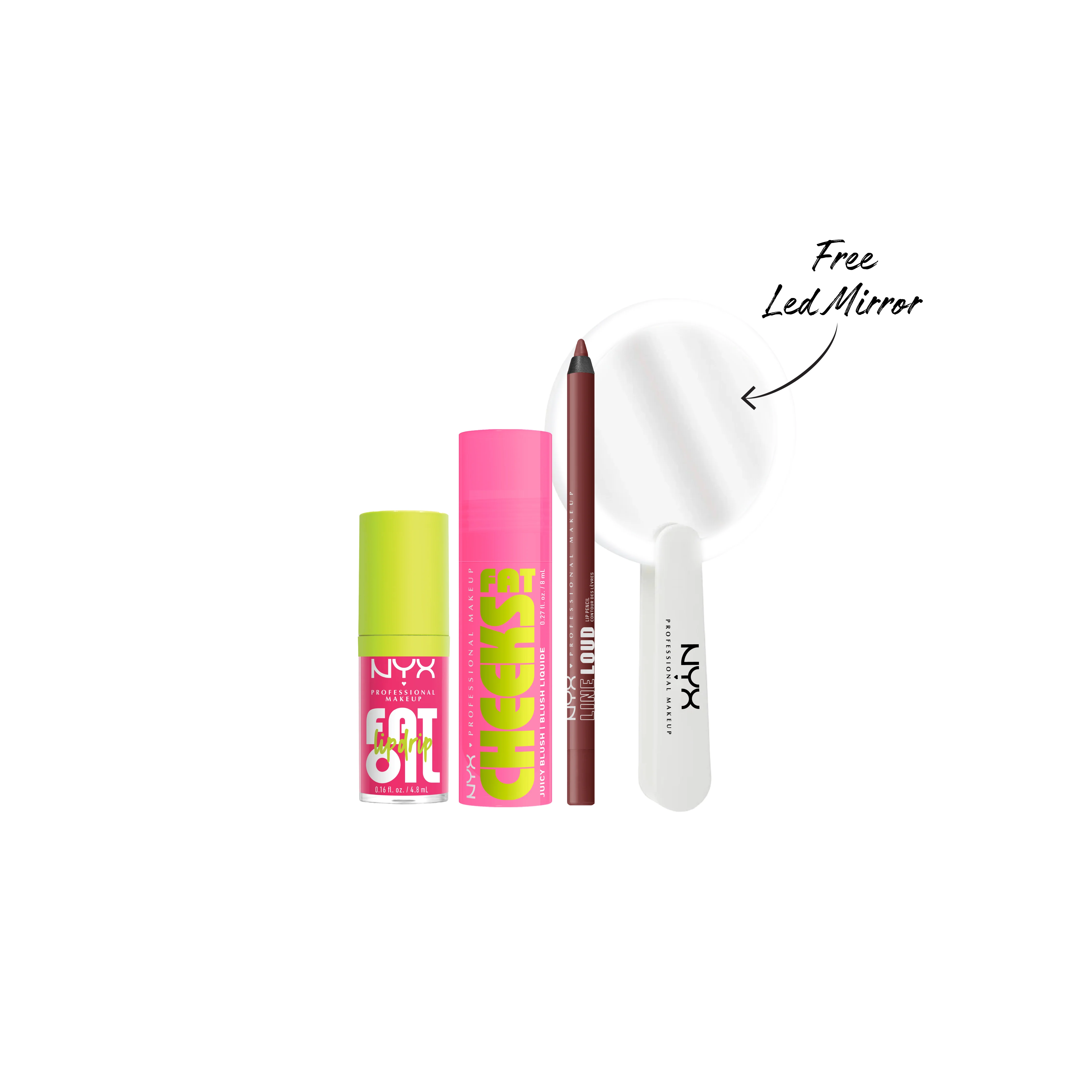 NYX Professional Makeup Fat and Round Bundle + Free Mirror