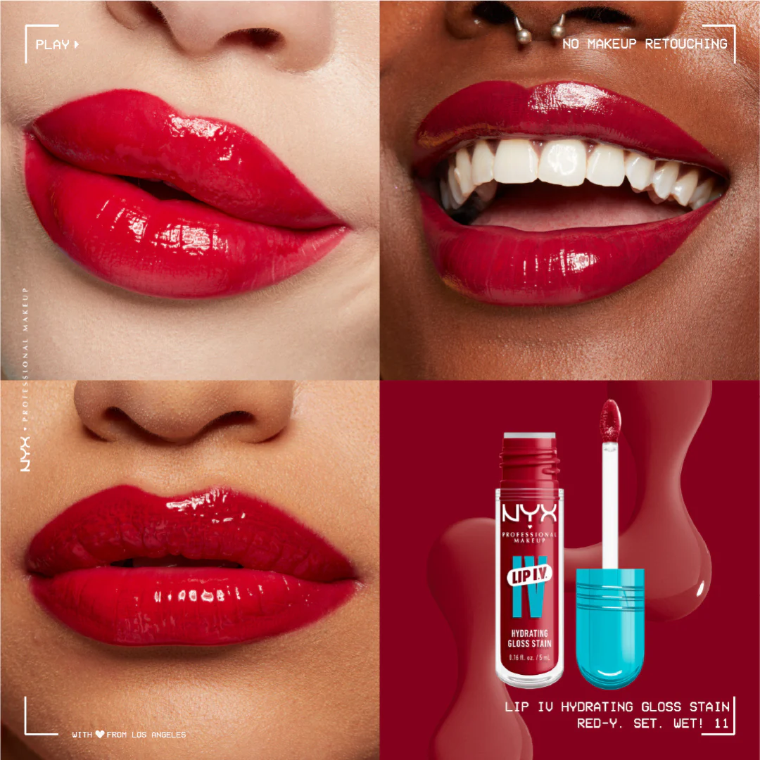 NYX Professional Makeup Lip IV Hydrating Gloss Stain, Lip Gloss, Up to 12HR Hydration, High Pigment, Wet Shine Finish - Image 10
