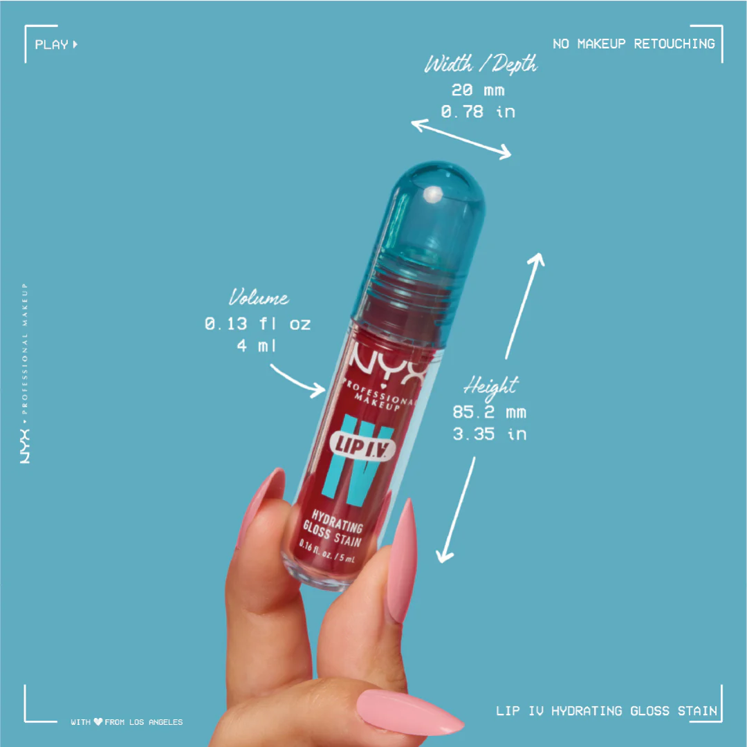 NYX Professional Makeup Lip IV Hydrating Gloss Stain, Lip Gloss, Up to 12HR Hydration, High Pigment, Wet Shine Finish - Image 6
