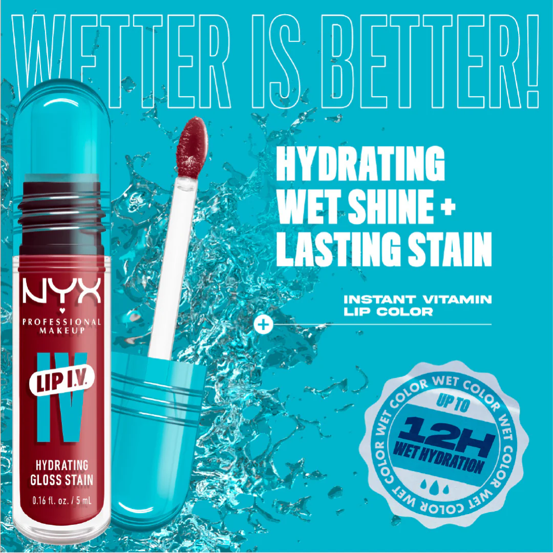 NYX Professional Makeup Lip IV Hydrating Gloss Stain, Lip Gloss, Up to 12HR Hydration, High Pigment, Wet Shine Finish - Image 7