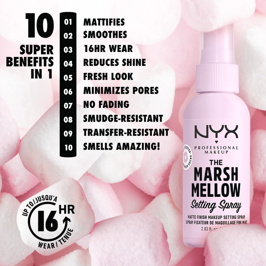 NYX Professional Makeup Marshmellow Setting Spray - No Fading, Sweeping or Dispensing Fixing Spray - 60ml - Image 4