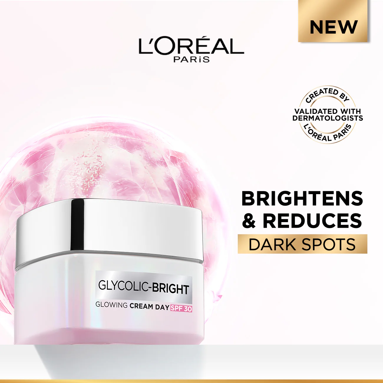 L’Oréal Paris Glycolic Bright Glowing and Brightening Day Cream with SPF30 to reduce dark spots 50 ml - Image 2