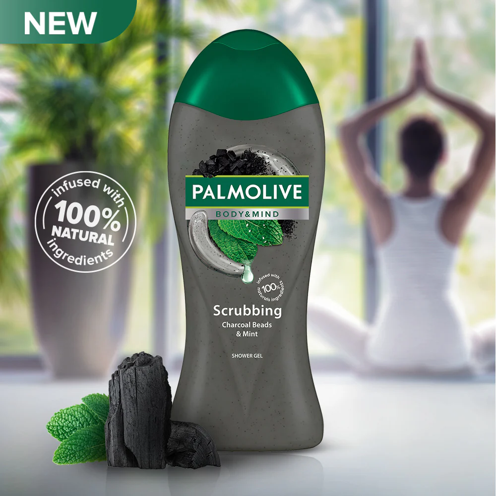 Palmolive Body&Mind Scrubbing Charcoal Beads & Mint Shower 500ml - Image 3