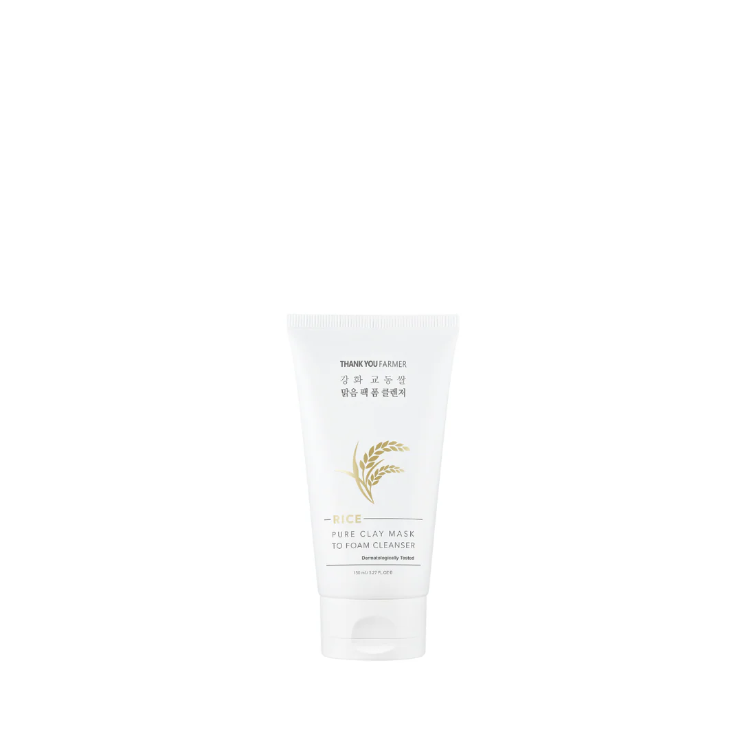 Thank You Farmer Rice Pure Clay Mask to Foam Cleanser