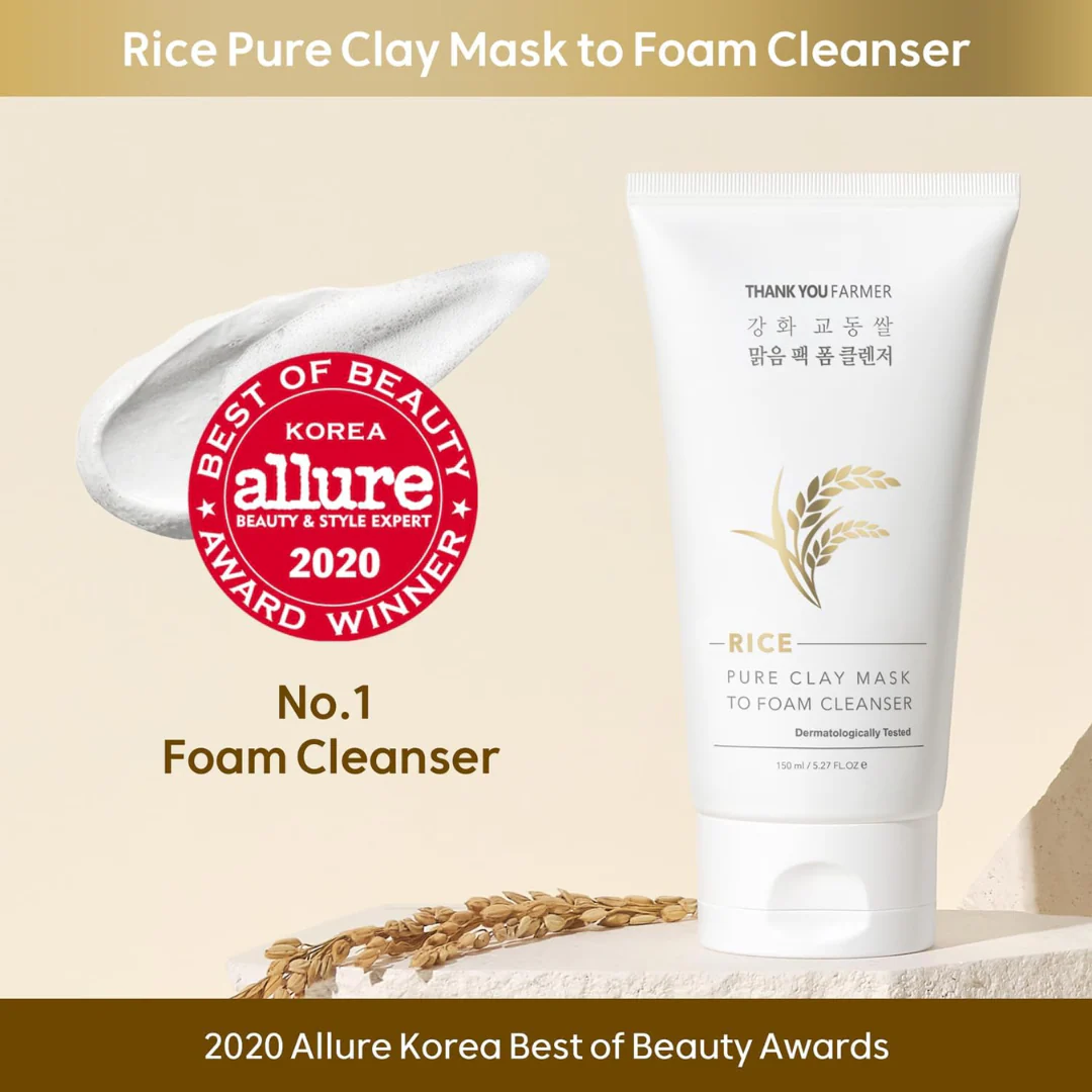 Thank You Farmer Rice Pure Clay Mask to Foam Cleanser - Image 3